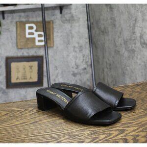 Stuart Weitzman Womens Cayman 35 Block Heel Slides SE013 Black 9B